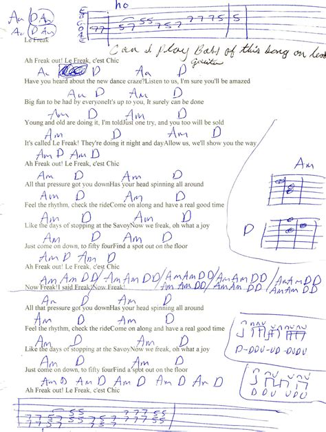 Le Freak Chic Guitar Chord Chart Songteksten Liedjes Gitaar Liedjes