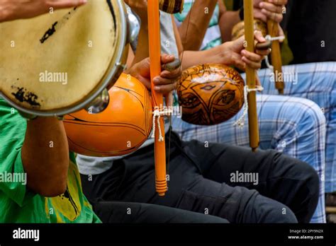 Afro Brazilian Percussion Musical Instruments During A Capoeira