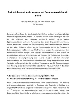 Online Inline Und Insitu Messung Der Spannungsverteilung In Beton Pdf