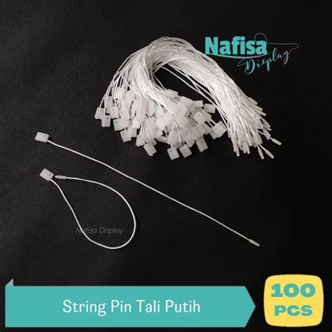 Tali Hang Tag Loop Lock Pin Putih Untuk Label Pakaian Isi Pcs