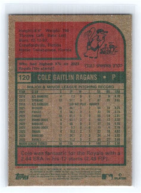 2024 Topps Heritage 120 Cole Ragans EBay