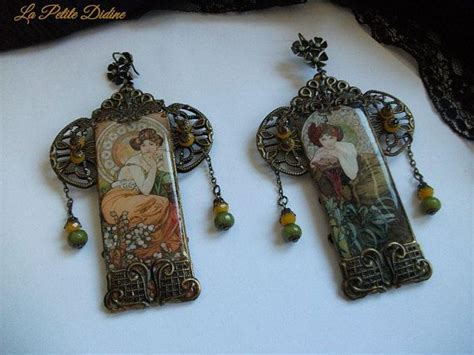 Boucles D Oreilles Art Nouveau Alfons Mucha Boucles D Oreilles Mucha