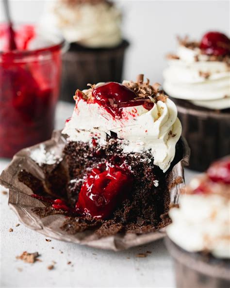 Vegan Black Forest Cupcakes With Cherry Filling Black Forest Cupcakes