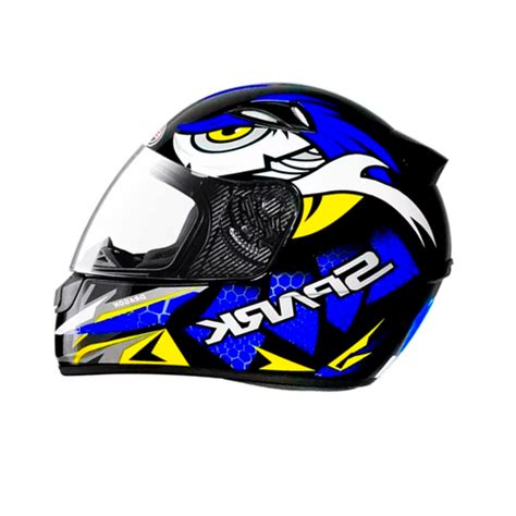 Capacete Ebf New Spark Dragon Preto E Azul Sbs Motos