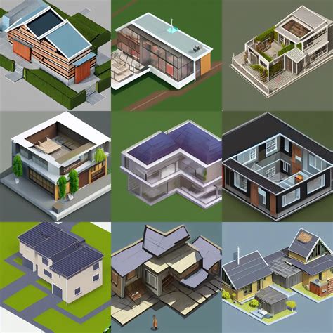 Isometric House With Flat Roof Concept Art By Senior Stable