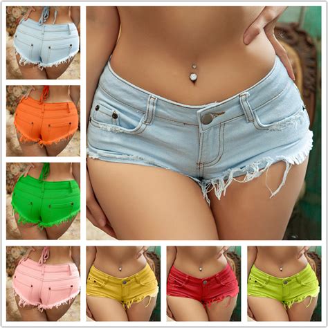 Womens Mini Shorts Denim Cut Off Low Rise Waist Sexy Micro Jeans Hot