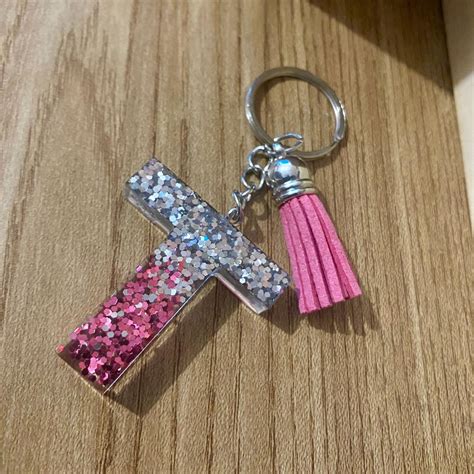 Chaveiro Letra Em Resina Glitter Elo Produtos Especiais