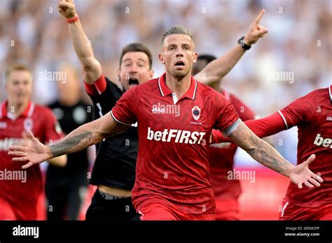 Genk Toby Alderweireld Of Royal Antwerp Fc Celebrates The During