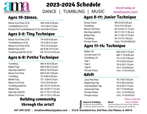 Schedule & Tuition - AMA Classes