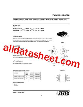 ZXMHC10A07T8TC Datasheet PDF Diodes Incorporated