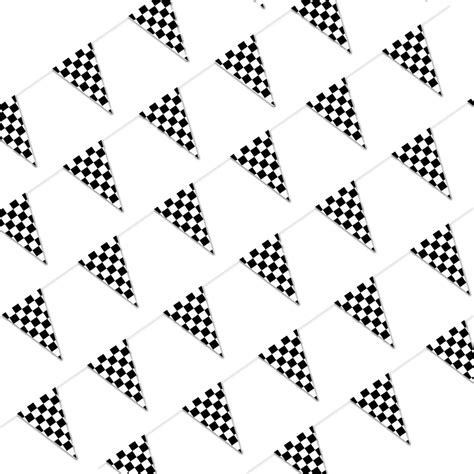 Checkered Flags Black And White 100 Ft Pennant Racing