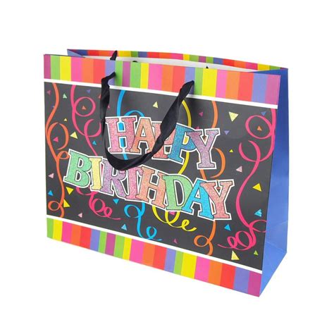 Glittered Happy Birthday Streamers Paper Gift Bags, 10-Inch - Walmart.com