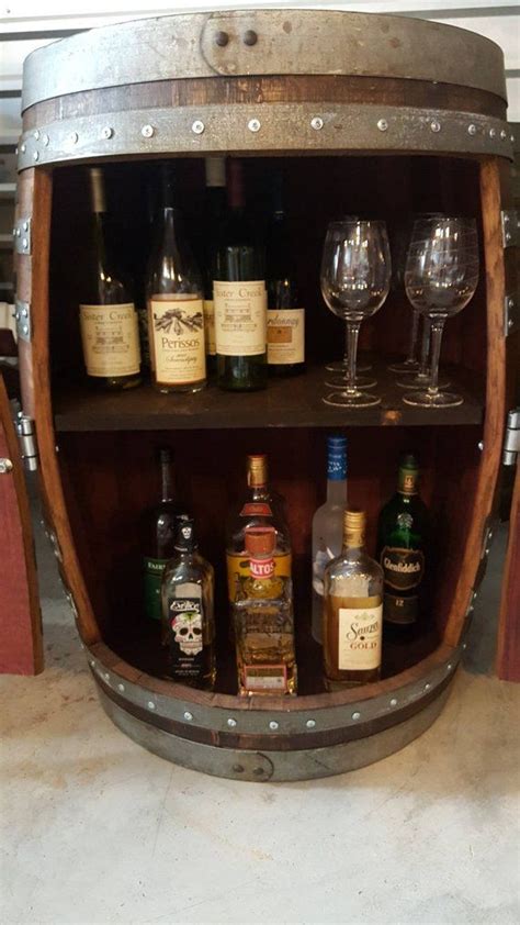 Wine Barrel Bar Or Liquor Cabinet 2 Lazy Susans Lights Etsy Uk