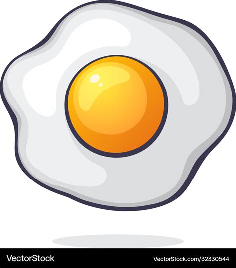 One Fried Egg Symbol Healthy Food Royalty Free Vector Image