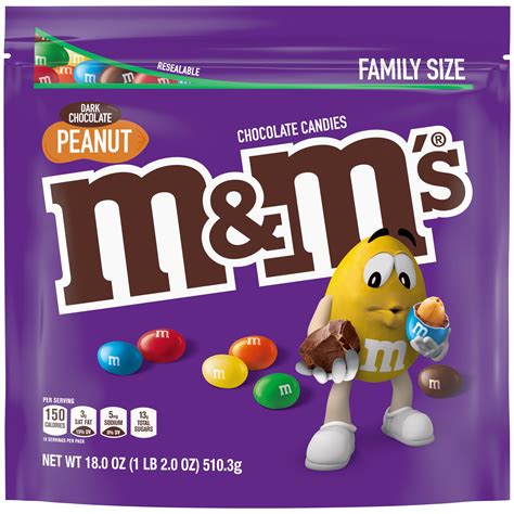 M&M's Peanut Dark Chocolate Candy, Family Size - 18 oz Bulk Bag ...