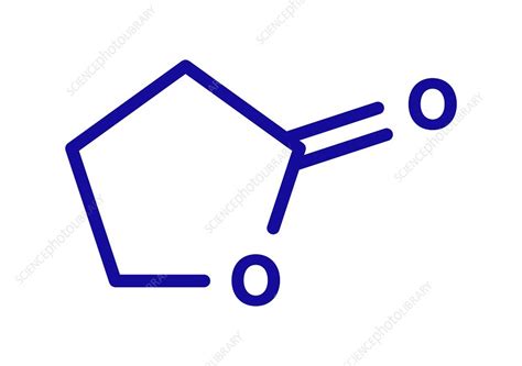 Gamma-butyrolactone solvent molecule, illustration - Stock Image - F030/5686 - Science Photo Library