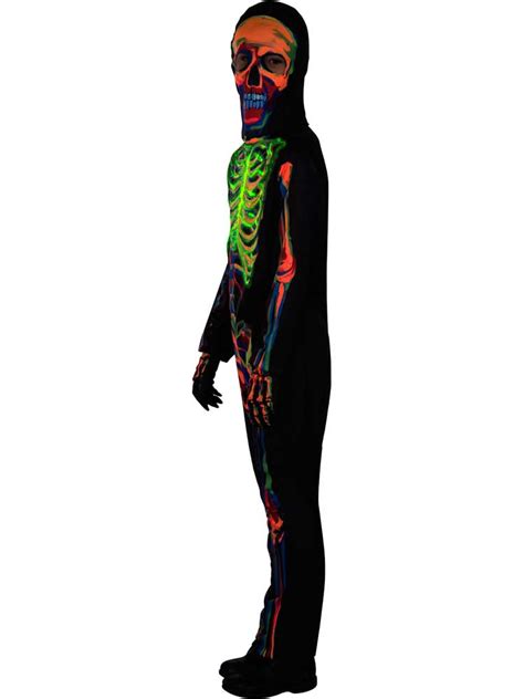 Childs Glow In The Dark Skeleton Fancy Dress Halloween Costume Girls