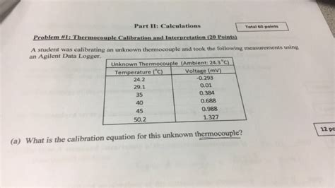 Solved Part I Caleulations Total Points Problem Chegg