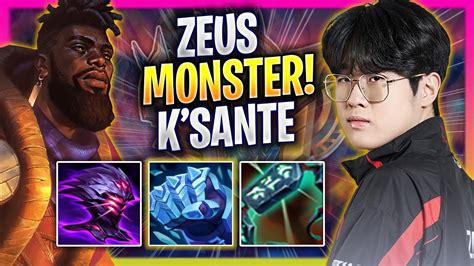 ZEUS IS A MONSTER WITH K SANTE T1 Zeus Plays K Sante TOP Vs Olaf