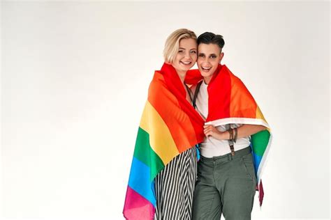 Premium Photo Lesbians Couple Ladies Celebrate Parade Show Tolerance