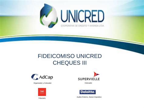 PDF FIDEICOMISO UNICRED CHEQUES III Banco Descuento Cheques De