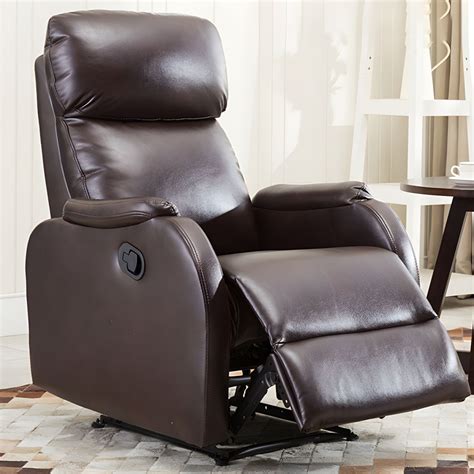 Traditional Leather Recliner Upholstered Solid Color Recliners - Dark ...