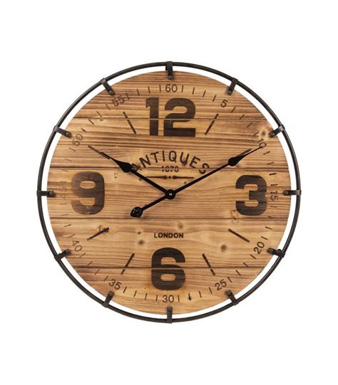 Horloge Murale Ronde Bois et Métal Noir diamètre 60cm