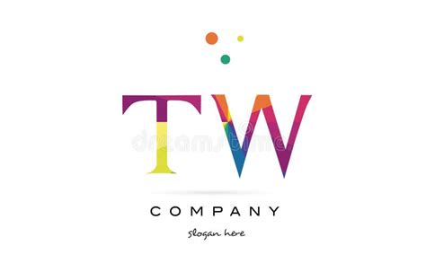 Tw T W Creative Rainbow Colors Alphabet Letter Logo Icon Stock Vector