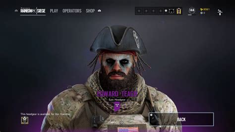 Mr Beef R6 Siege Blackbeard Pirate Headgear In An Alpha Pack