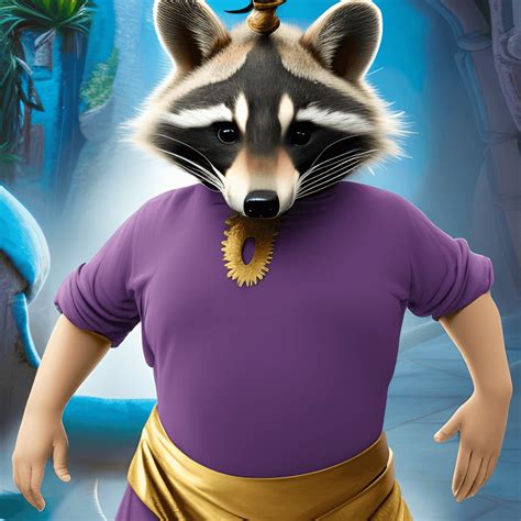 Genie From Aladdin As A Raccoon Coming Out Of Magic Creative Fabrica