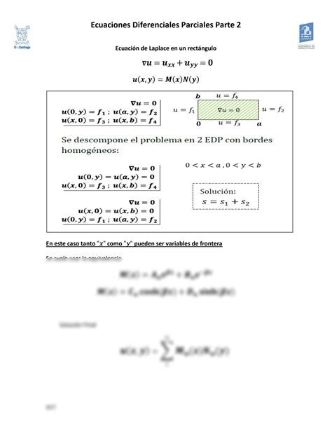 SOLUTION 02 Ecuaciones Diferenciales Parciales Resumen Parte 2 Studypool
