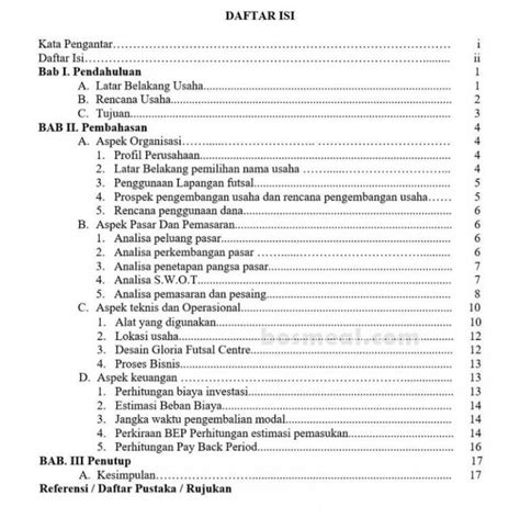 Contoh Daftar Isi Makalah Proposal Skripsi And Laporan Yang Benar