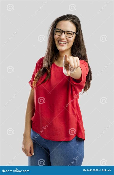 Happy Woman Pointing To the Camera Stock Image - Image of woman, show ...