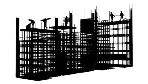 Silueta De Ingeniero Y Construcci N Equipo Trabajando En