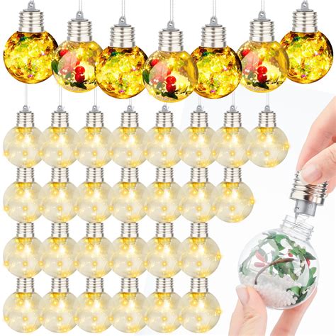 Led Christmas Ball Ornaments Light Up Clear Plastic Fillable Ornament Balls Clear Hanging