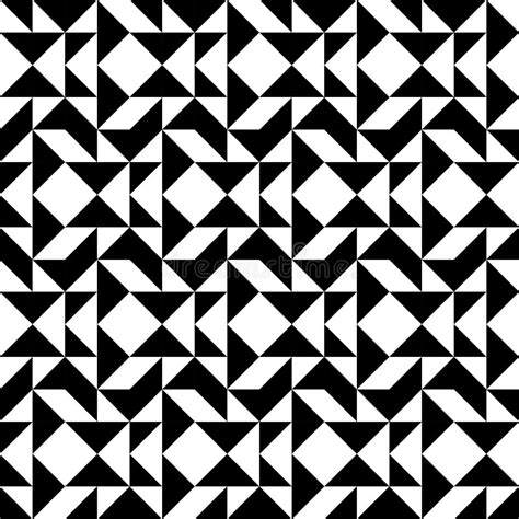 Black And White Geometric Seamless Pattern Abstract Background Stock