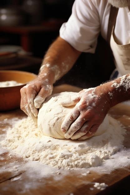 Premium AI Image Male Hands Mixing And Kneading Dough