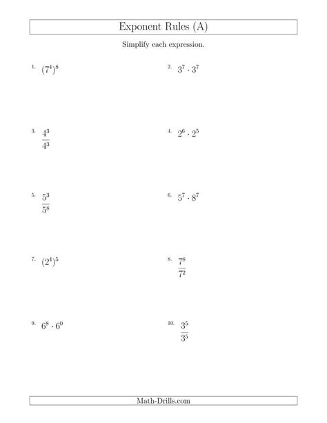 Negative Exponents Worksheet 8th Grade