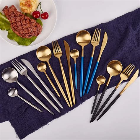 Tableware 24Pcs Set Black Cutlery Set Dinnerware Tableware Silverware