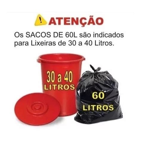 Saco De Lixo 60 Litros Preto Super Reforçado 100 Un Fábrica em Promoção