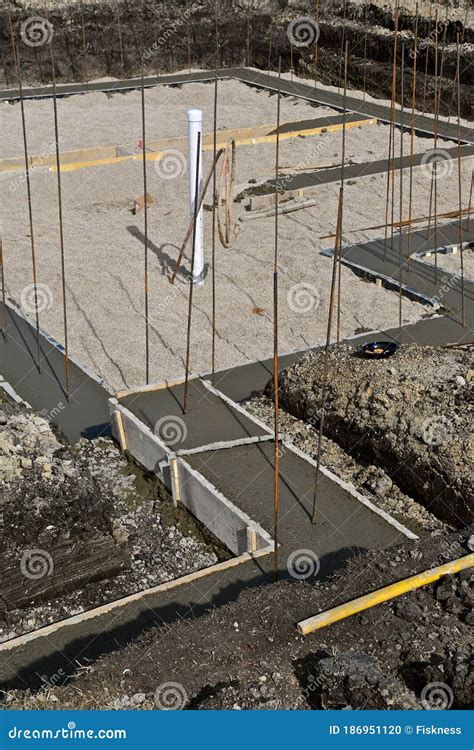 Basement Footings With Reinforcing Rods In Place Stock Photo Image Of