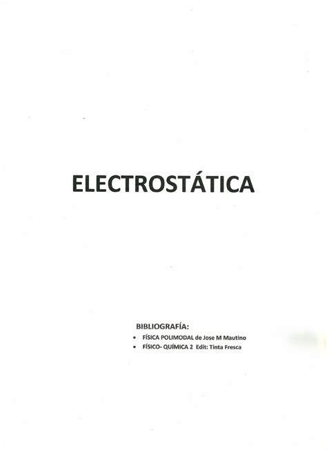 Electrost Tica Gu As De Trabajo De F Sica Er A O Escuela