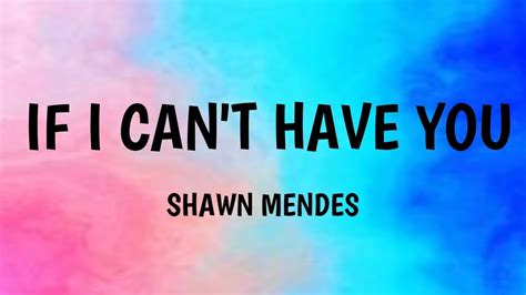 Shawn Mendes If I Cant Have You Lyric Youtube