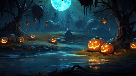 Halloween Night Pumpkin 4K #7011m Wallpaper PC Desktop