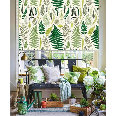 Botanical Green Leaf Garden Print Window Roller Shade Art Shades