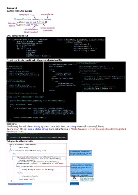 Cheat Sheet 2 Session 14 Starting With Linq Queries Linq Compared To