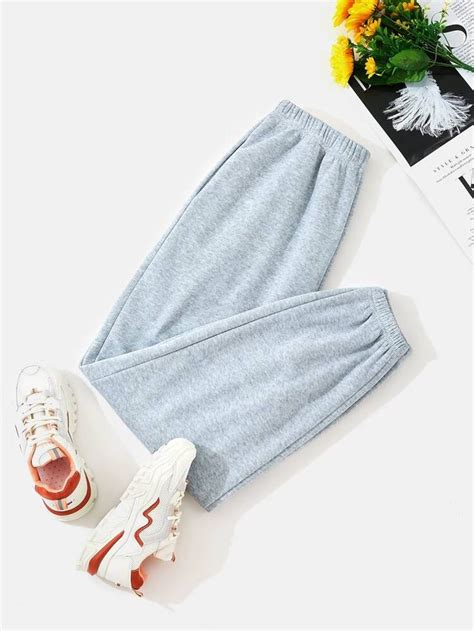 Solid Elastic Waist Sweatpants Shein Usa Elastic Waist Sweatpants