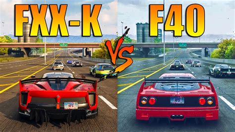 NFS Unbound Ferrari FXX K Evo Vs Ferrari F40 Best Setup Fully