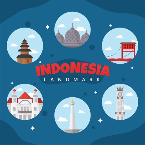 Indonesia Landmark Collection Vector Art At Vecteezy