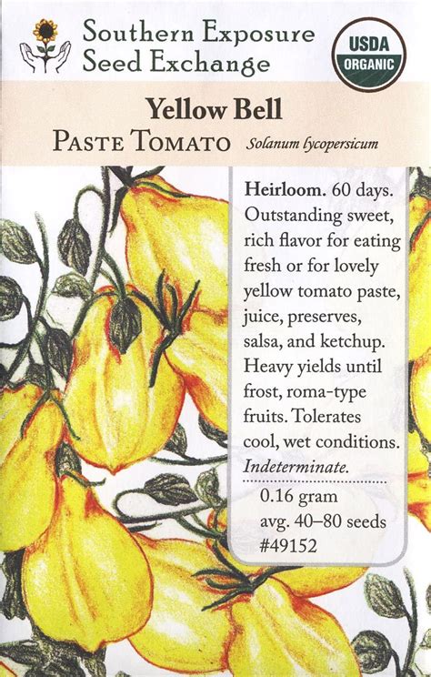 Honeyman Farms Tomato Paste Yellow Bell Seed Packet